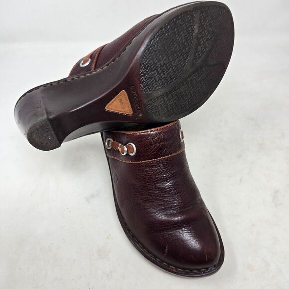 BORN Women's Brown Leather Heeled Clogs Size 7 | 38 EU - Picture 10 of 12